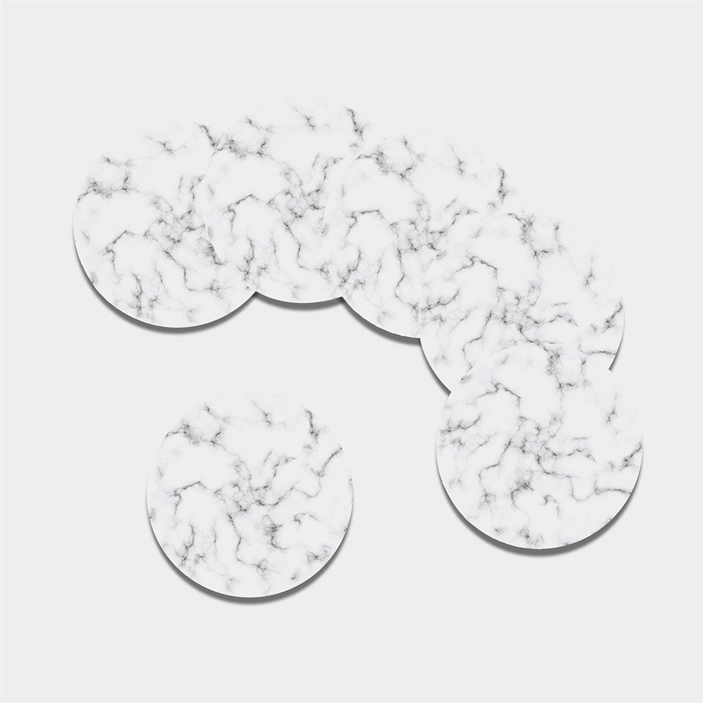 White Grey Smoke Marble Print Leather Coaster Set