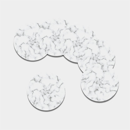White Grey Smoke Marble Print Leather Coaster Set