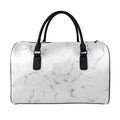 White Grey Smoke Marble Print Leather Duffel Bag