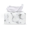 White Grey Smoke Marble Print Leather Tissue Box Cover