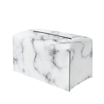 White Grey Smoke Marble Print Leather Tissue Box Cover