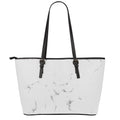 White Grey Smoke Marble Print Leather Tote Bag With Zipper