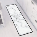 White Grey Smoke Marble Print Long Kitchen Mat