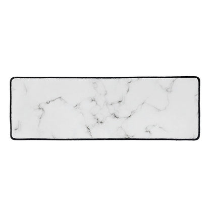 White Grey Smoke Marble Print Long Kitchen Mat