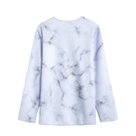 White Grey Smoke Marble Print Long Sleeve Short Coat