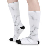 White Grey Smoke Marble Print Long Socks