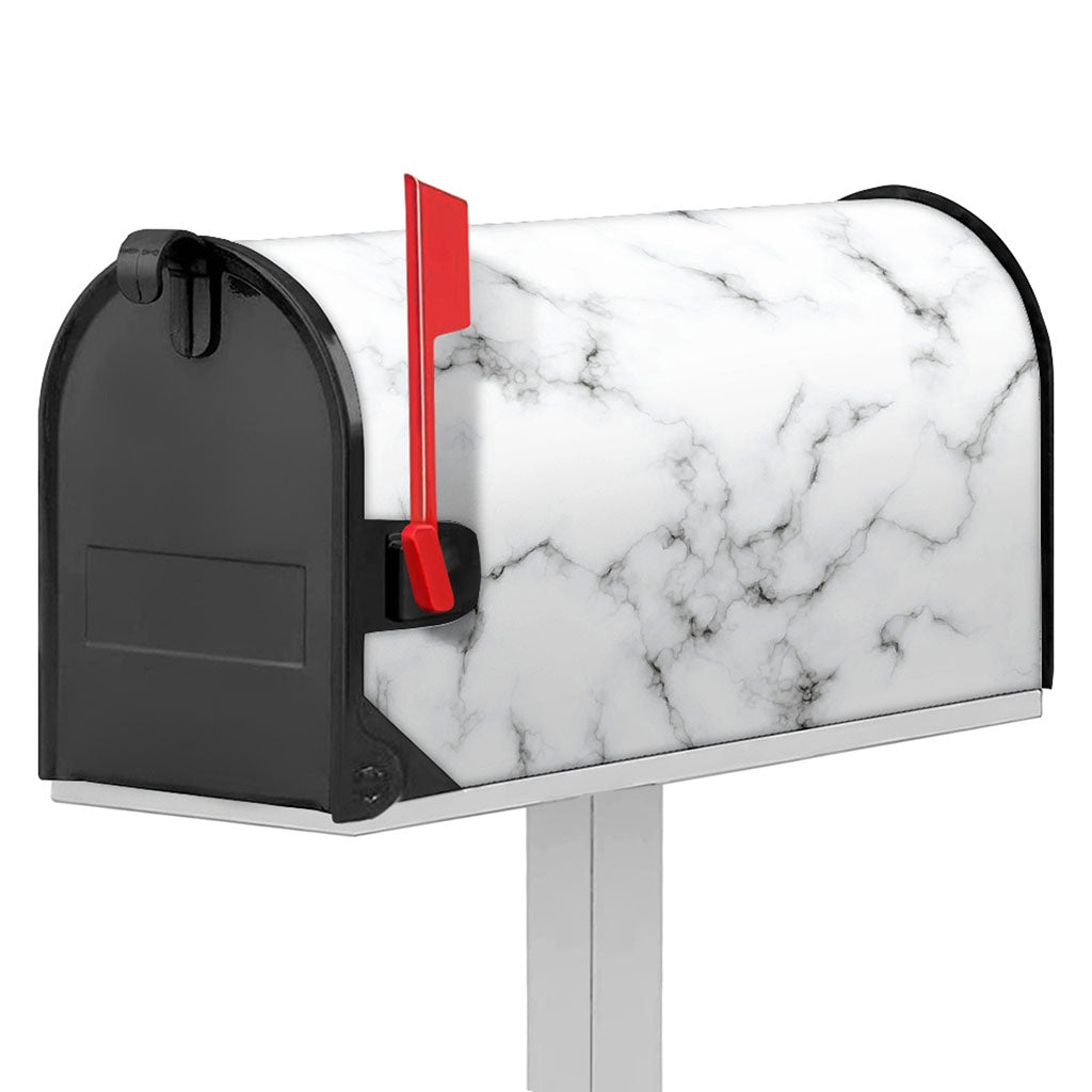 White Grey Smoke Marble Print Mailbox Cover