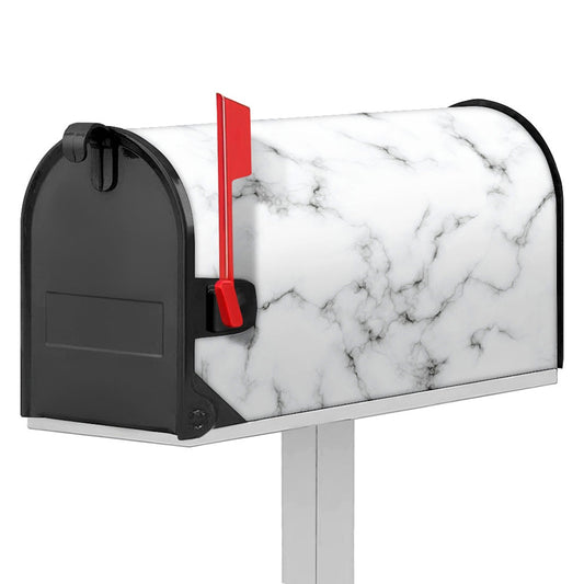 White Grey Smoke Marble Print Mailbox Cover