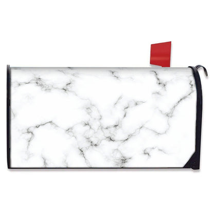 White Grey Smoke Marble Print Mailbox Cover