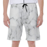 White Grey Smoke Marble Print Men's Beach Shorts