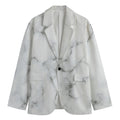 White Grey Smoke Marble Print Men's Blazer
