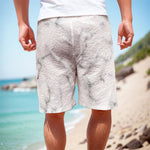White Grey Smoke Marble Print Men's Cargo Shorts