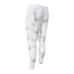 White Grey Smoke Marble Print Men's Compression Pants