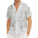 White Grey Smoke Marble Print Men's Deep V-Neck Shirt
