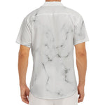 White Grey Smoke Marble Print Men's Deep V-Neck Shirt