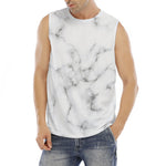 White Grey Smoke Marble Print Men's Fitness Tank Top