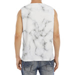 White Grey Smoke Marble Print Men's Fitness Tank Top