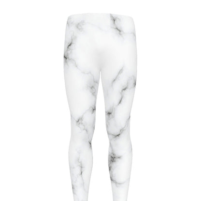 White Grey Smoke Marble Print Men's leggings
