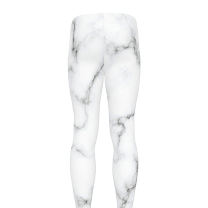 White Grey Smoke Marble Print Men's leggings