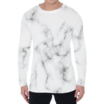 White Grey Smoke Marble Print Men's Long Sleeve T-Shirt