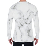 White Grey Smoke Marble Print Men's Long Sleeve T-Shirt