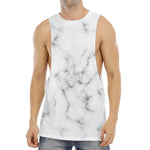 White Grey Smoke Marble Print Men's Muscle Tank Top