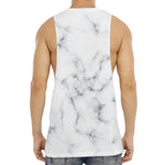 White Grey Smoke Marble Print Men's Muscle Tank Top