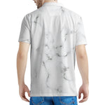 White Grey Smoke Marble Print Men's Polo Shirt
