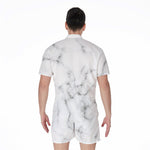 White Grey Smoke Marble Print Men's Rompers