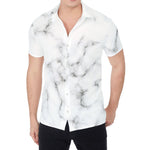 White Grey Smoke Marble Print Men's Shirt