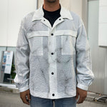 White Grey Smoke Marble Print Men's Shirt Jacket