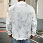 White Grey Smoke Marble Print Men's Shirt Jacket