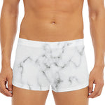 White Grey Smoke Marble Print Men's Short Boxer Briefs