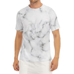 White Grey Smoke Marble Print Men's Short Sleeve Rash Guard