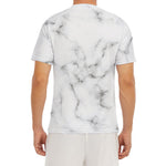 White Grey Smoke Marble Print Men's Short Sleeve Rash Guard