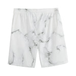 White Grey Smoke Marble Print Men's Sports Shorts