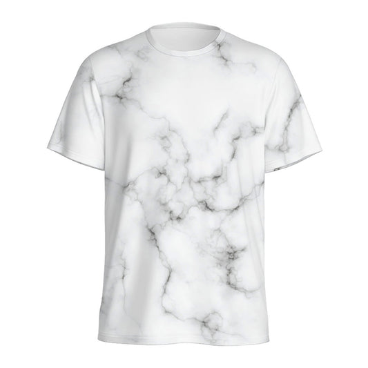 White Grey Smoke Marble Print Men's Sports T-Shirt