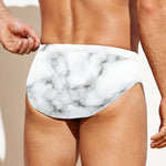 White Grey Smoke Marble Print Men's Swim Briefs