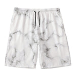 White Grey Smoke Marble Print Men's Swim Trunks