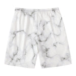 White Grey Smoke Marble Print Men's Swim Trunks