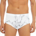 White Grey Smoke Marble Print Men's Triangle Swim Briefs