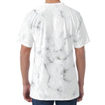 White Grey Smoke Marble Print Men's Velvet T-Shirt