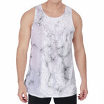 White Grey Smoke Marble Print Men's Velvet Tank Top