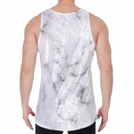 White Grey Smoke Marble Print Men's Velvet Tank Top