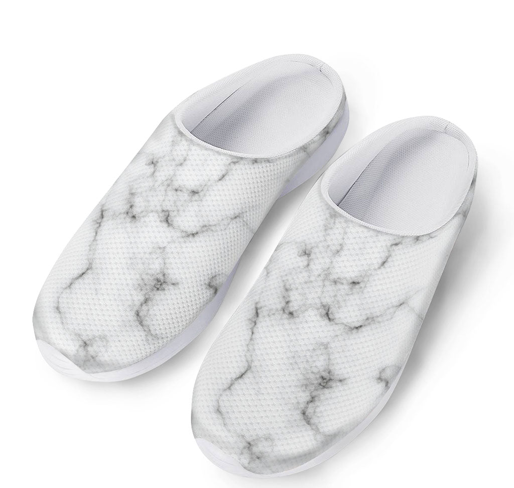 White Grey Smoke Marble Print Mesh Casual Shoes
