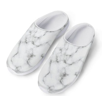 White Grey Smoke Marble Print Mesh Casual Shoes