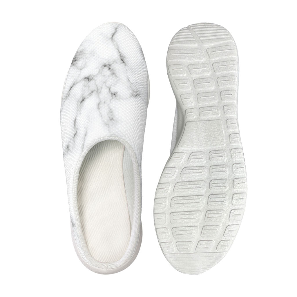 White Grey Smoke Marble Print Mesh Casual Shoes