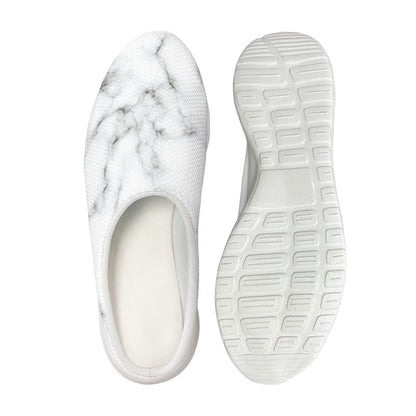 White Grey Smoke Marble Print Mesh Casual Shoes
