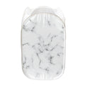 White Grey Smoke Marble Print Mesh Laundry Hamper