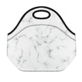 White Grey Smoke Marble Print Neoprene Lunch Bag
